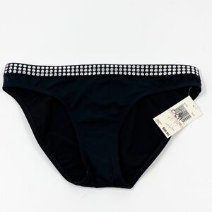 MICHAEL Michael Kors Black Bikini Bottom with Silver Accents